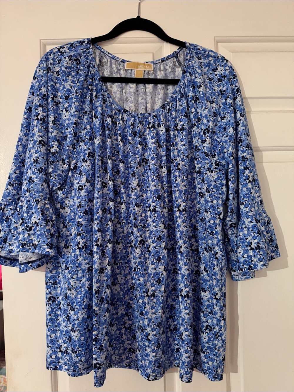 Michael Kors Blue Multi Floral Scoop Neck Tunic